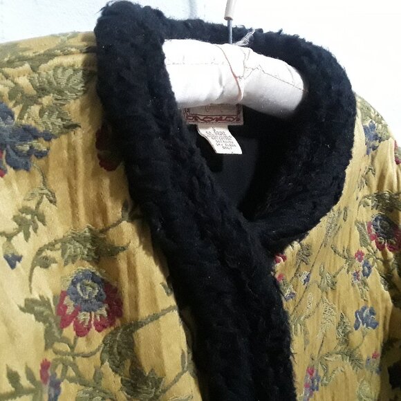 April Cornell For Cornell Trading Heavy Cotton Embroidered Floral Coat Jacket S - Picture 5 of 8